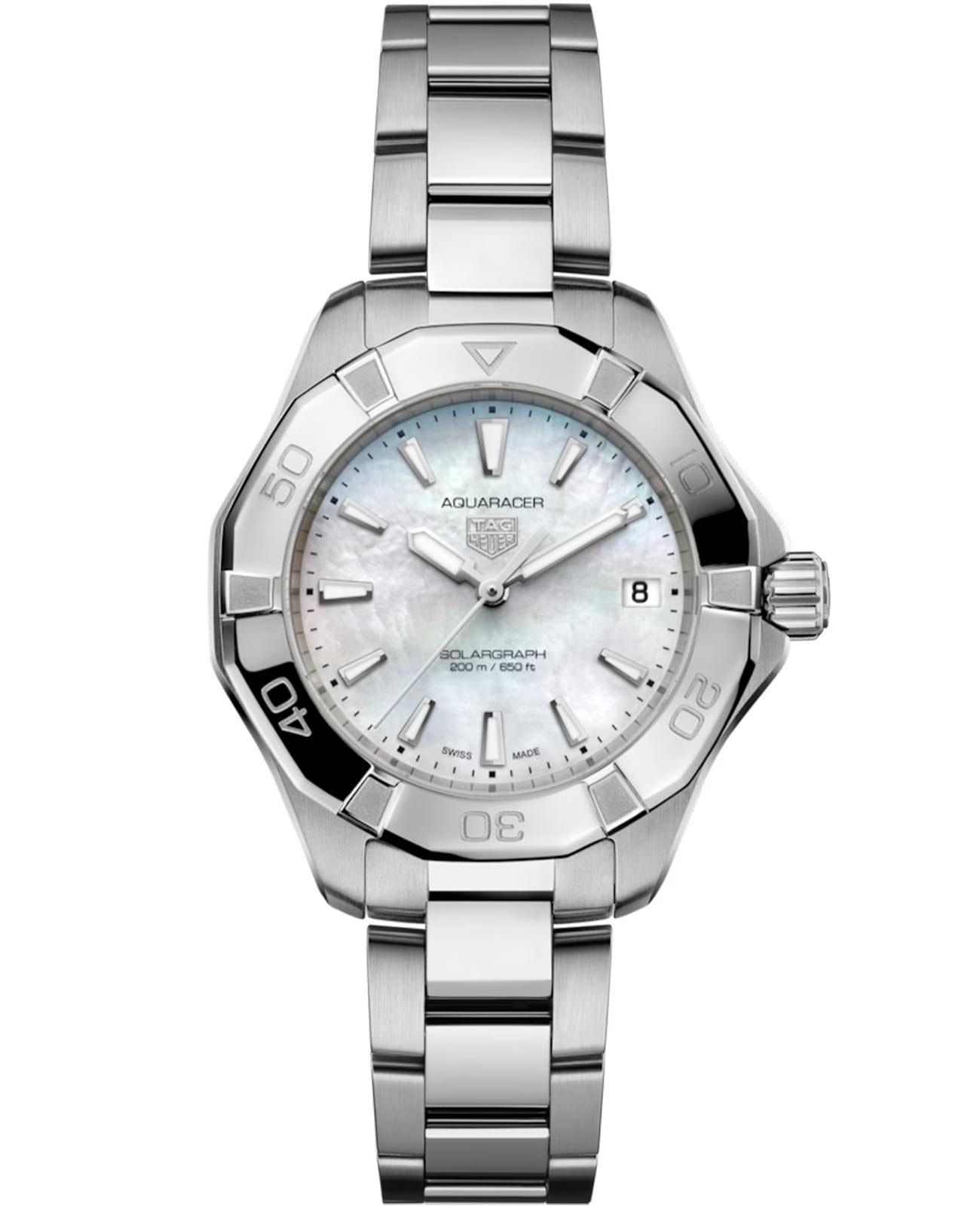 TAG Heuer TAG Heuer Aquaracer Professional Solargraph WBP1312.BA0005  WBP1312.BA0005 кварцевые женские часы перламутровый циферблат, браслет нержавеющая сталь — вид спереди