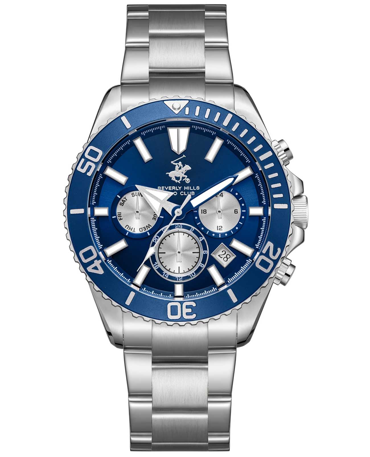 Beverly Hills Polo Club Beverly Hills Polo Club BP3721X.390  BP3721X.390 кварцевые мужские часы синий циферблат, браслет нержавеющая сталь — вид спереди