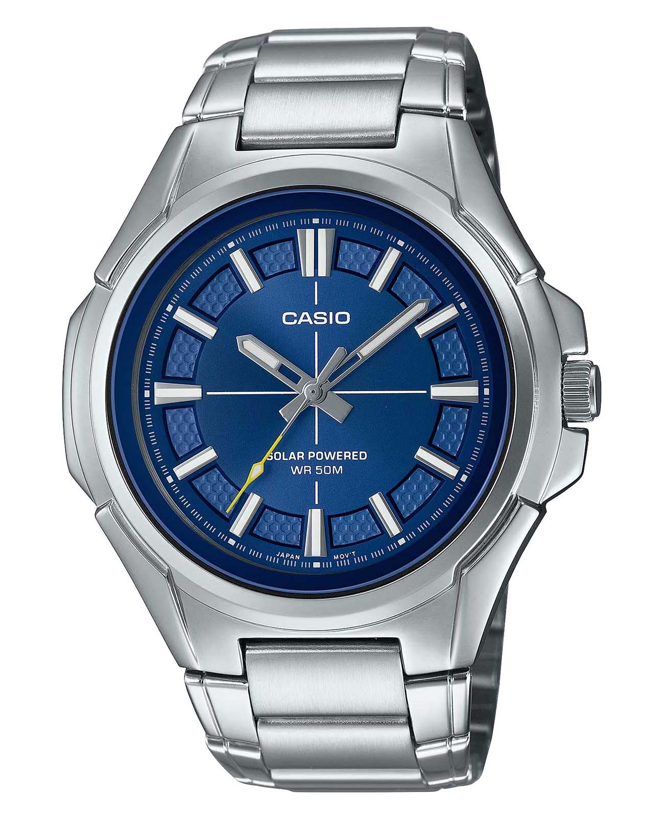 Casio Casio Collection MTP-RS100D-2A  MTP-RS100D-2A кварцевые мужские часы синий циферблат, браслет нержавеющая сталь — вид спереди