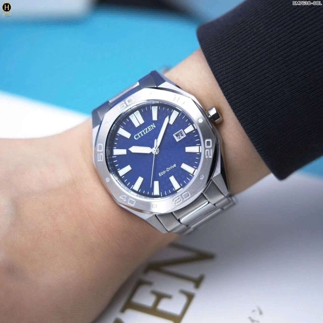 Citizen Citizen Eco-Drive BM7630-80L кварцевые мужские часы часы крупный план синий циферблата
