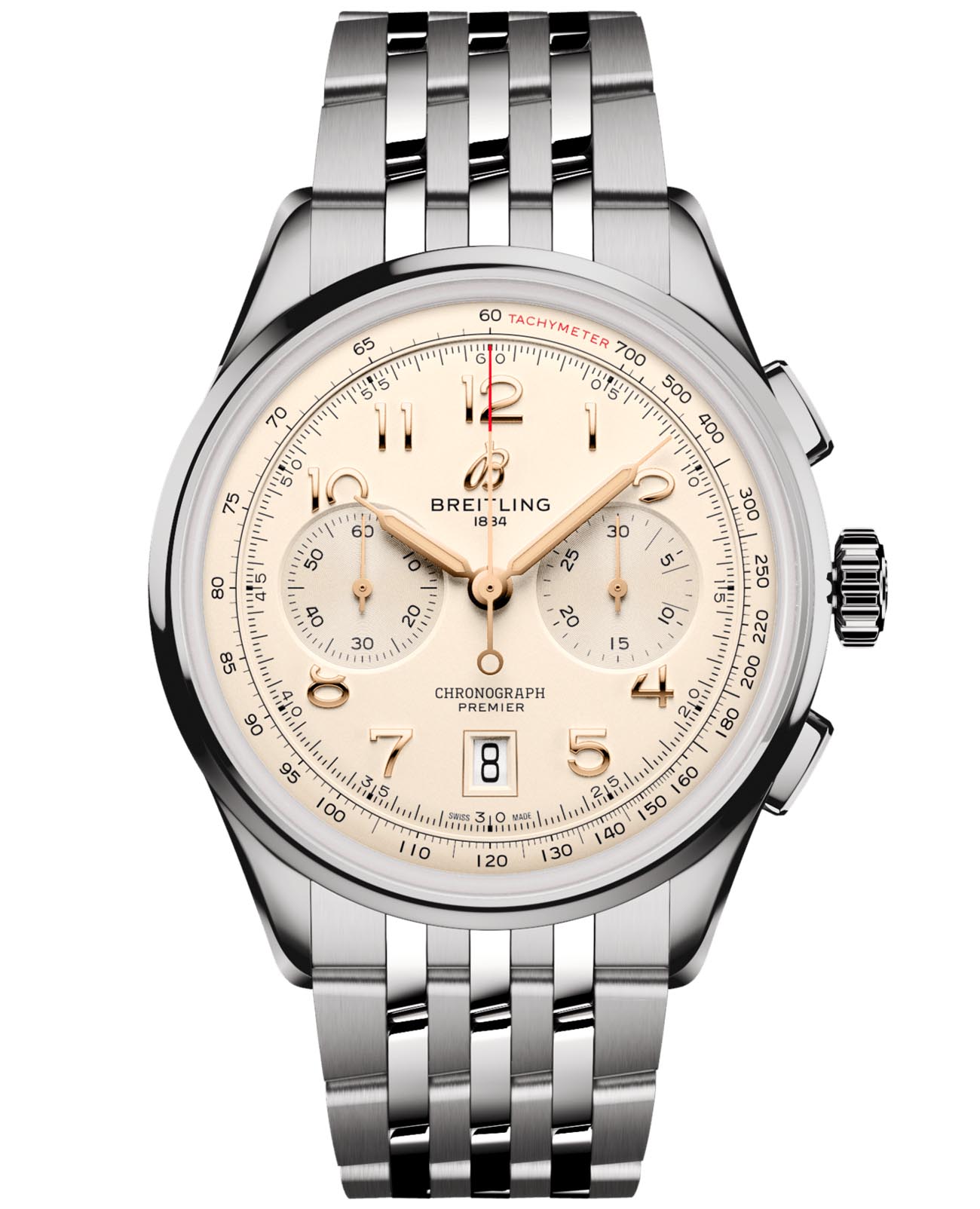 Breitling Breitling Premier B01 Chronograph 42 AB0145211G1A1  AB0145211G1A1 механические мужские часы  циферблат, браслет нержавеющая сталь — вид спереди