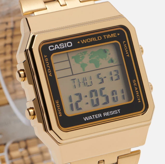 Casio Casio Vintage A500WGA-1DF (A500WGA-1) кварцевые мужские часы часы крупный план серый циферблата