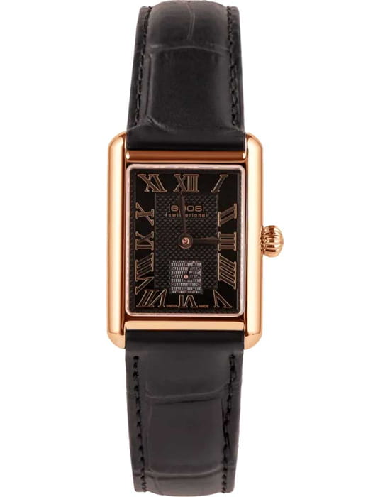 Epos Epos Ladies 8002.702.24.25.15  8002.702.24.25.15 кварцевые женские часы черный циферблат, браслет кожаный — вид спереди