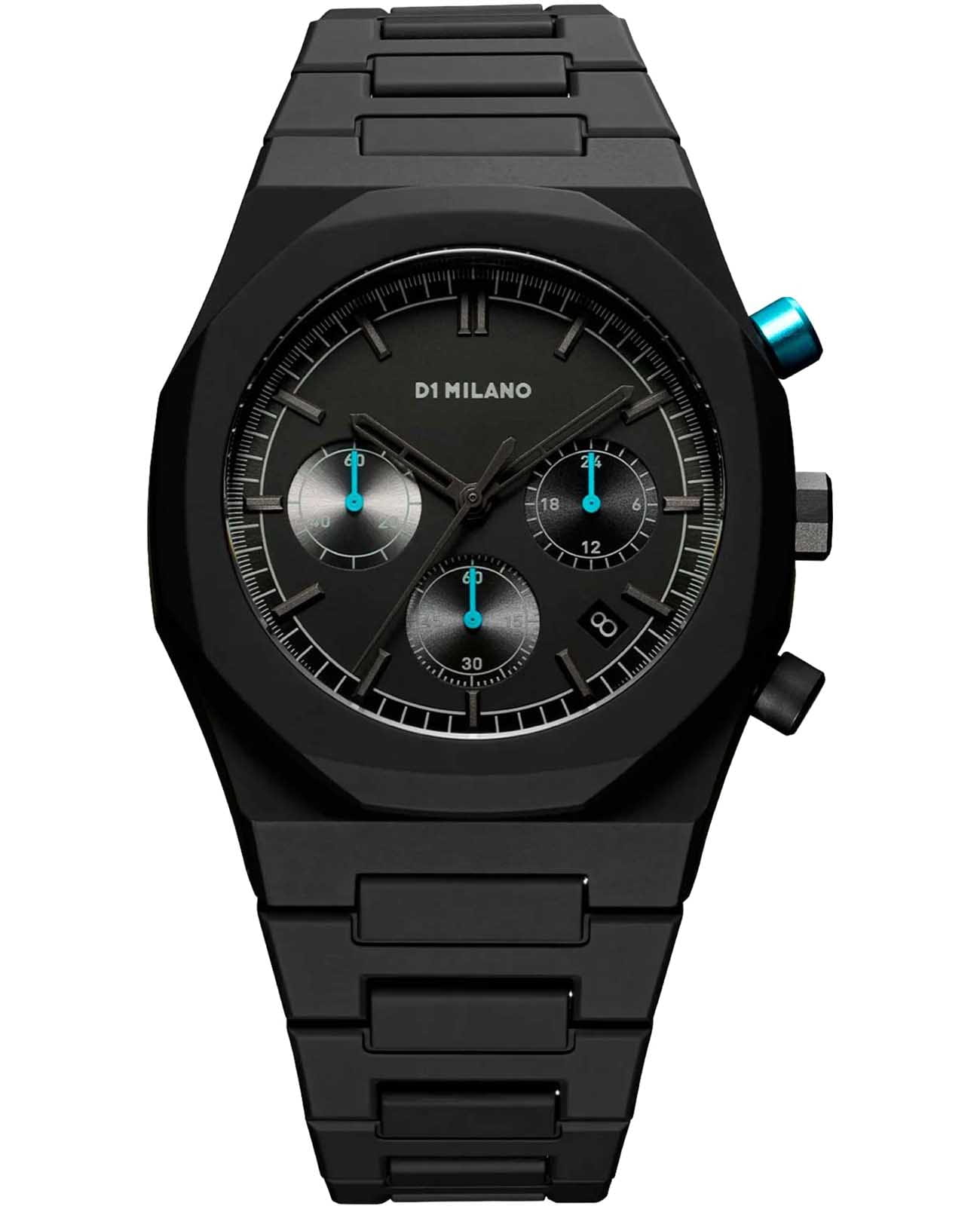 D1 Milano D1 Milano Polychrono PHBJ07  PHBJ07 кварцевые мужские часы черный циферблат, браслет пластик — вид спереди