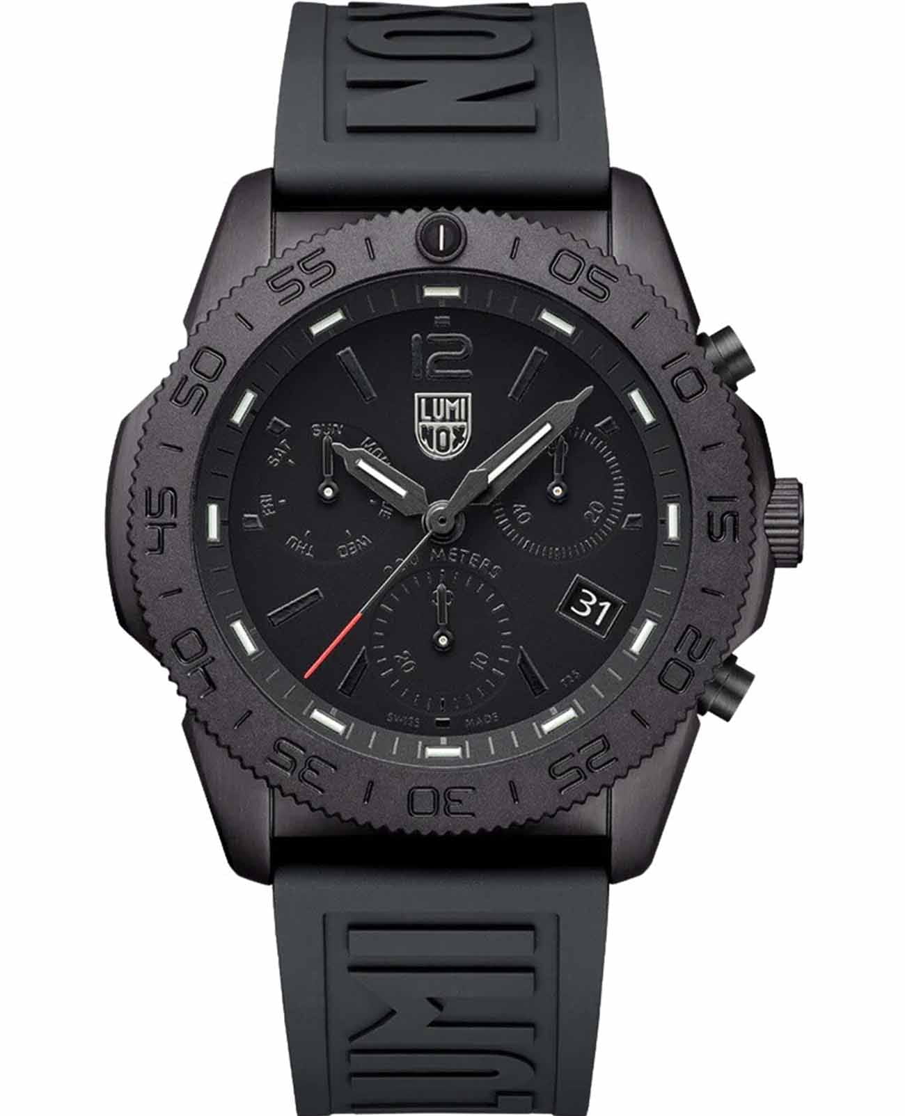 Luminox Luminox Pacific Diver Chronograph XS.3141.BO.1.SET  XS.3141.BO.1.SET кварцевые мужские часы черный циферблат, браслет каучук — вид спереди