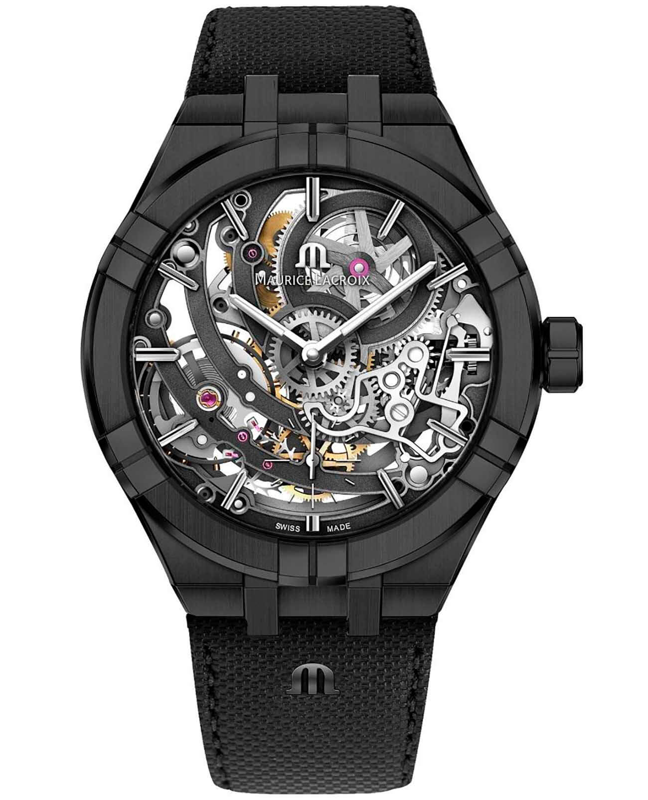 Maurice Lacroix Maurice Lacroix Aikon Automatic AI6028-PVB01-030-1  AI6028-PVB01-030-1 механические мужские часы цветной циферблат, браслет кожаный — вид спереди
