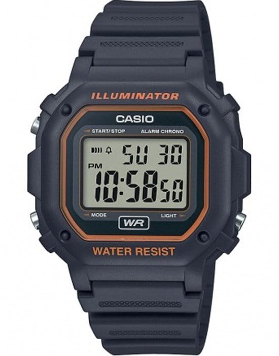 Casio Casio Collection F-108WH-8A2EF  F-108WH-8A2E кварцевые мужские часы серый циферблат, браслет пластик — вид спереди