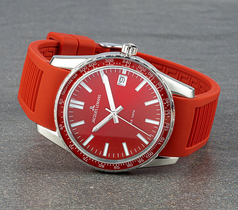 Jacques Lemans Jacques Lemans 1-2060E,  австрия мужские часы на браслете силикон боковой вид