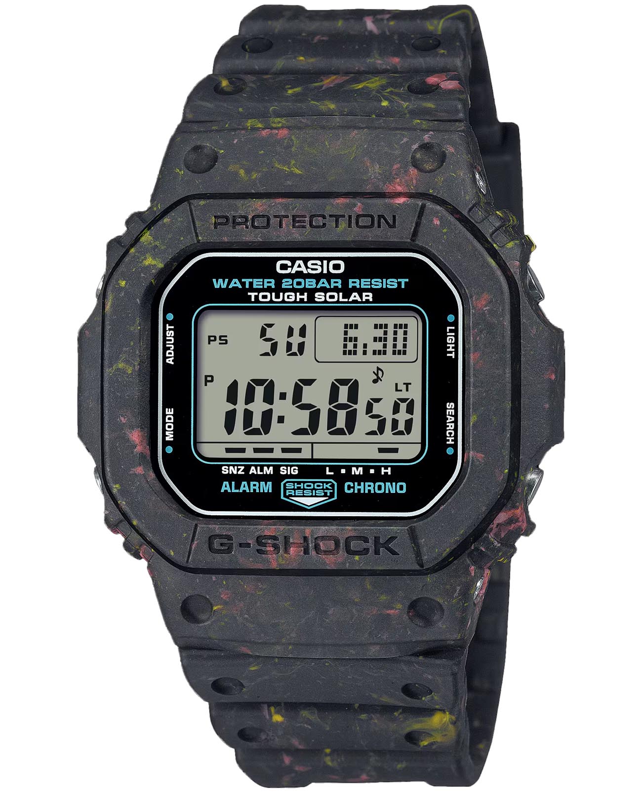 Casio Casio G-Shock G-5600BG-1DR (G-5600BG-1) G G-5600BG-1 электронные мужские часы черный циферблат, браслет пластик — вид спереди