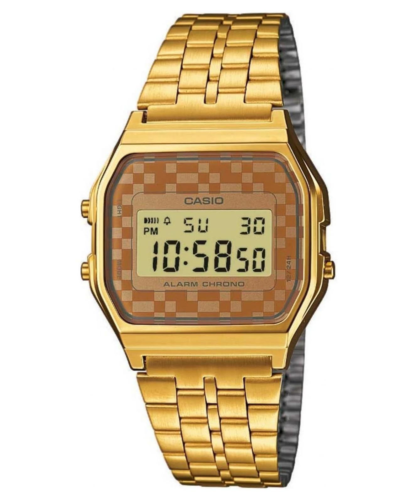 Casio Casio Vintage A159WGEA-9A  A159WGEA-9A кварцевые мужские часы  циферблат, браслет нержавеющая сталь — вид спереди