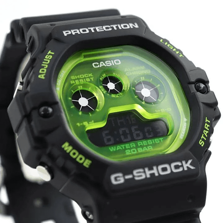 Casio Casio G-Shock DW-5900TS-1 электронные мужские часы часы крупный план зеленый циферблата