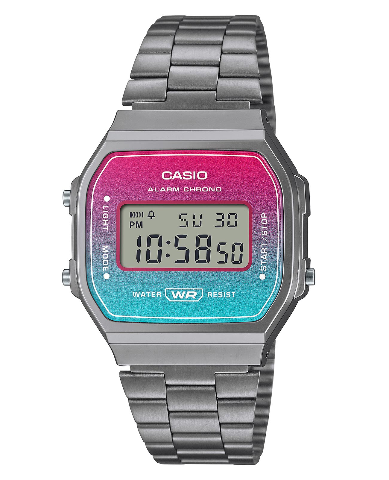 Casio Casio Vintage A168WERB-2ADF (A168WERB-2A)  A168WERB-2A электронные мужские часы  циферблат, браслет сталь с ip покрытием — вид спереди