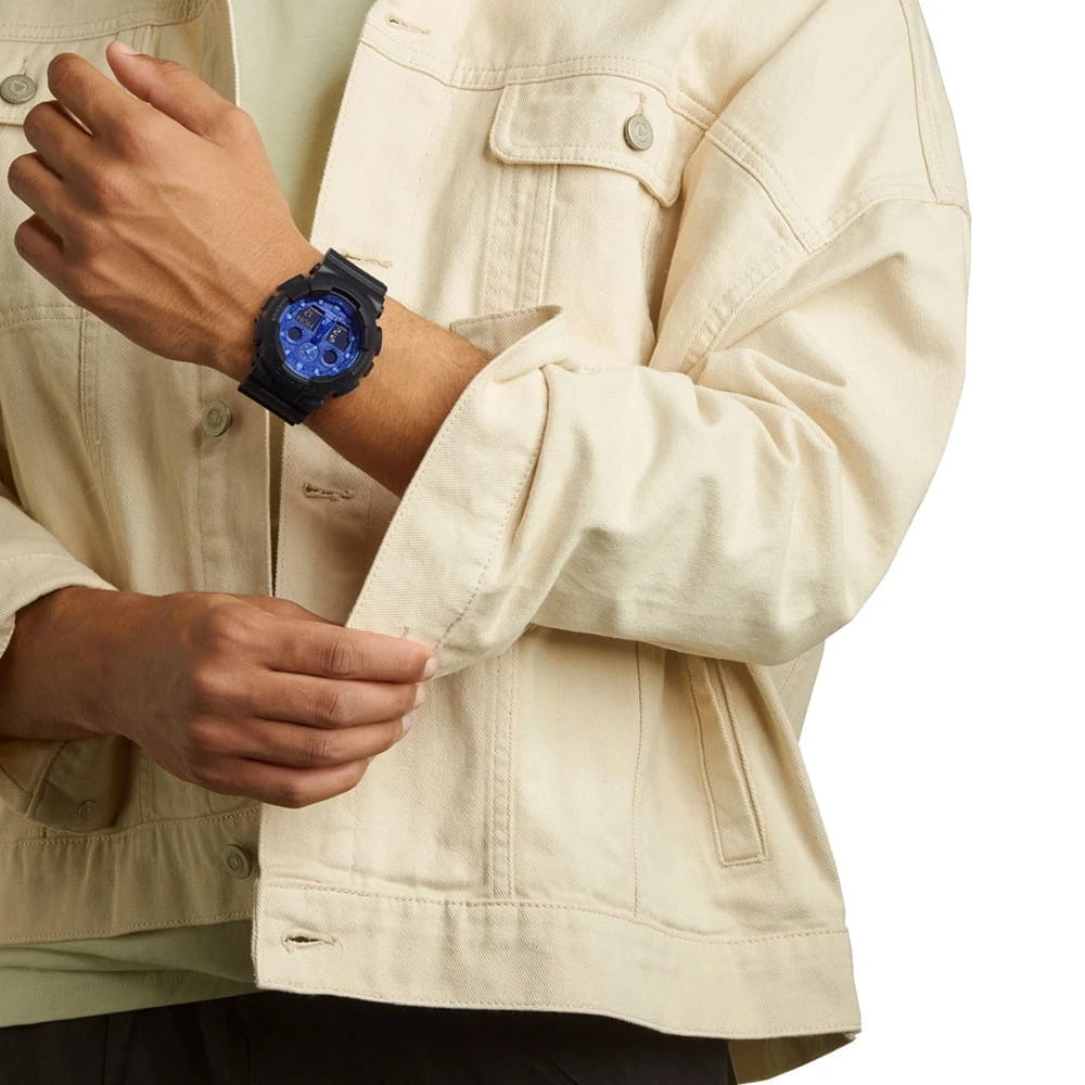 Casio Casio G-Shock GA-100BP-1A мужские часы синий циферблат на запястье