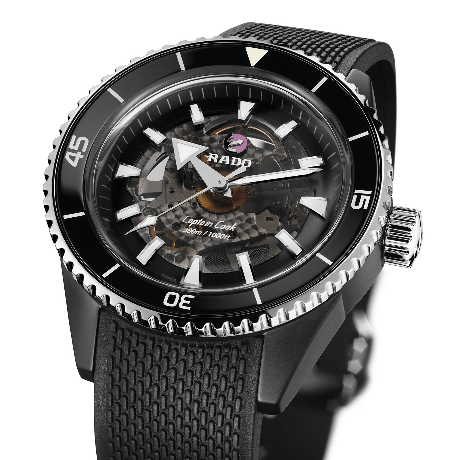 Rado Rado Captain Cook High-Tech Ceramic R32127156 механические мужские часы часы крупный план черный циферблата