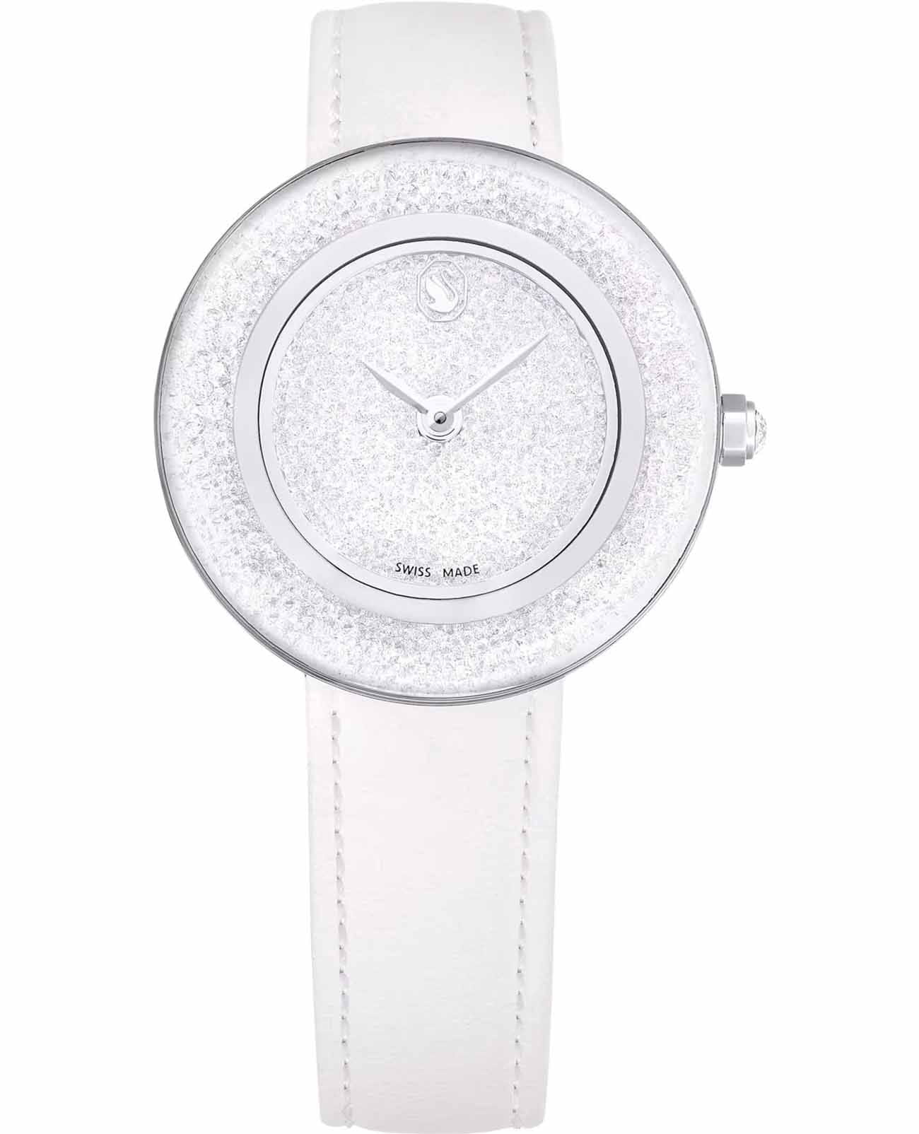 Swarovski Swarovski Crystalline Lustre 5668887  5668887 кварцевые женские часы серебристый циферблат, браслет кожаный — вид спереди