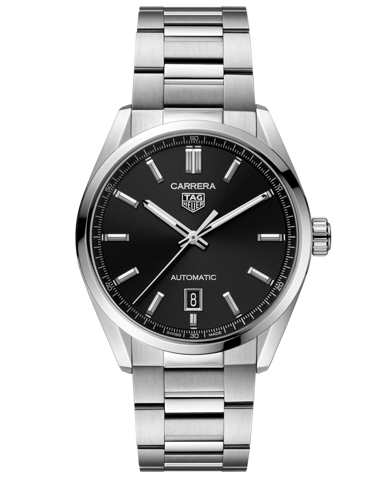 TAG Heuer TAG Heuer Carrera WBN2110.BA0639  WBN2110.BA0639 механические мужские часы черный циферблат, браслет нержавеющая сталь — вид спереди