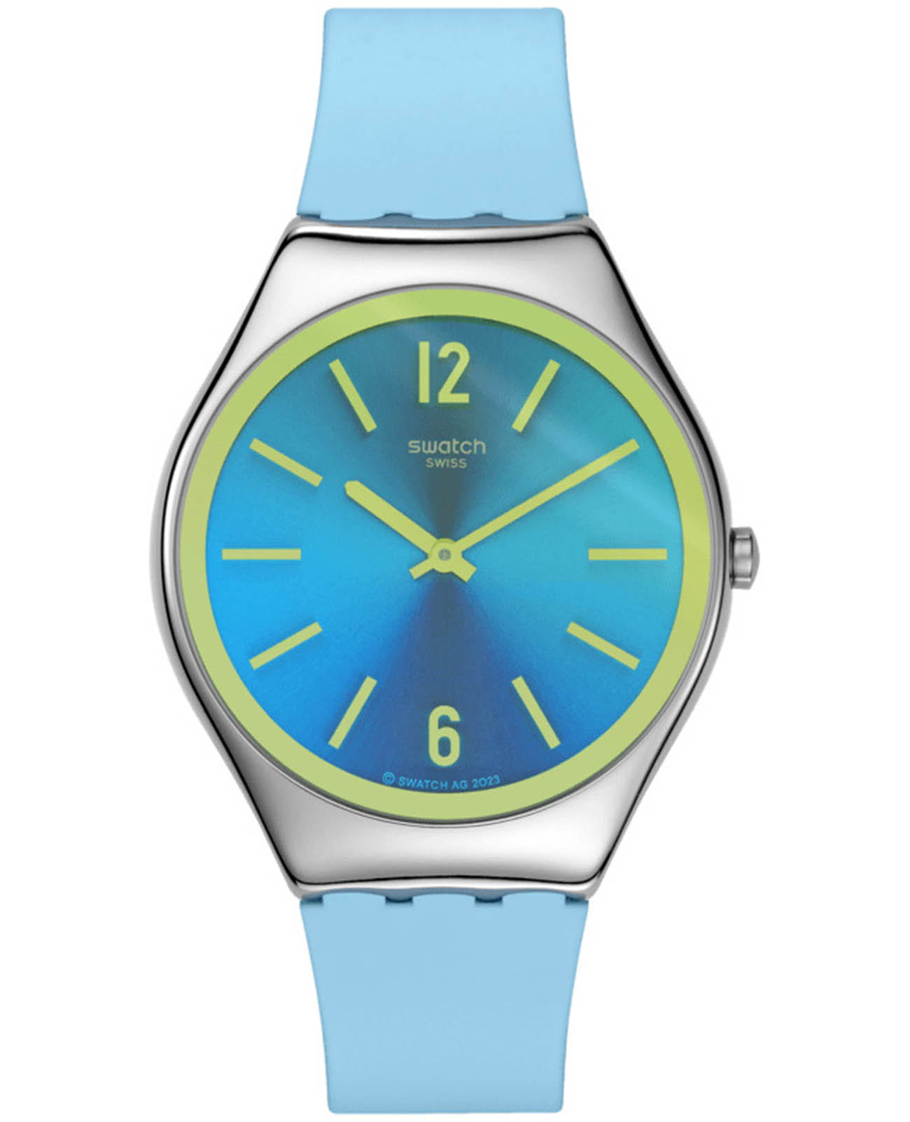 Swatch Swatch Skin Irony SYXS156  SYXS156 кварцевые женские часы голубой циферблат, браслет силикон — вид спереди