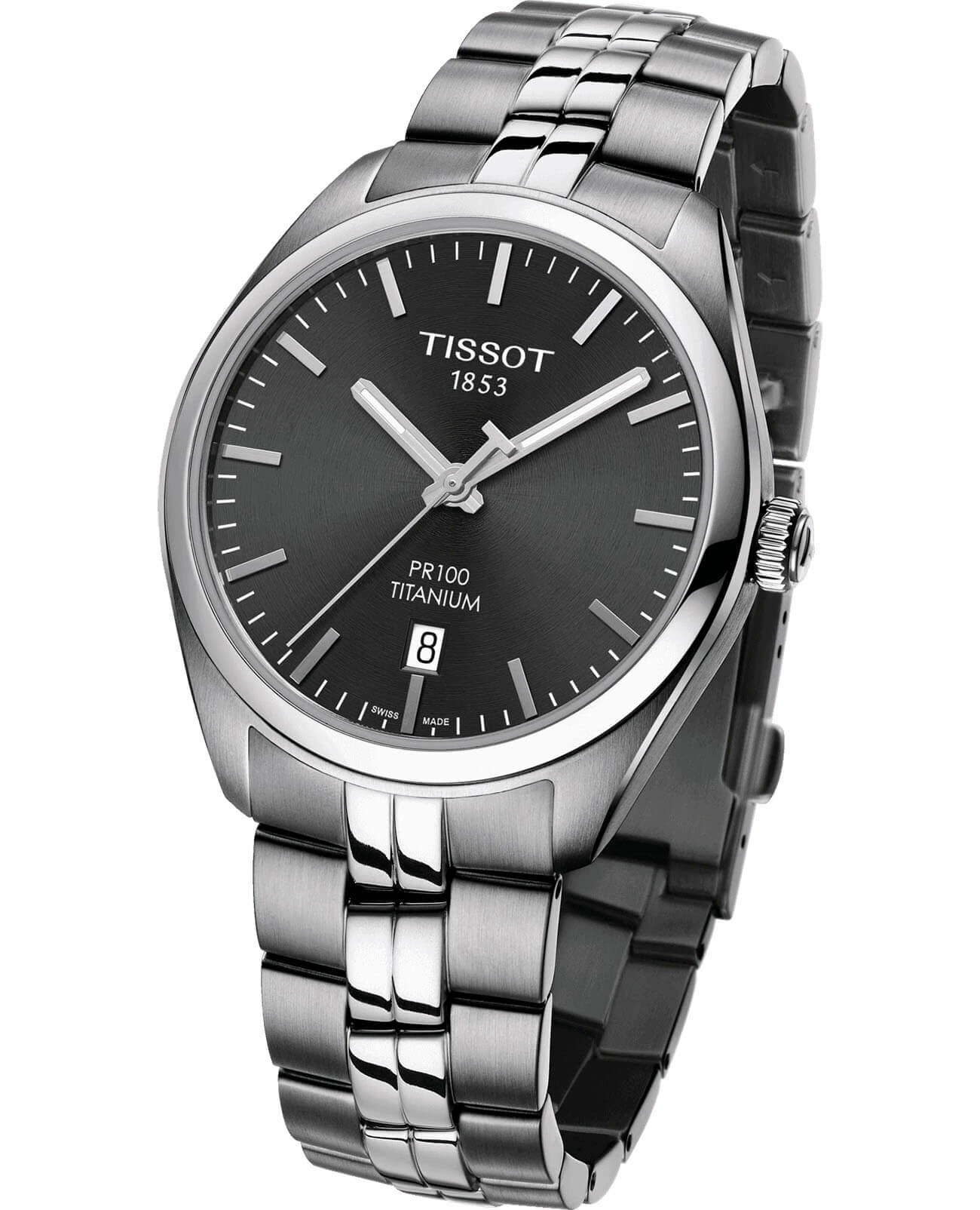 Tissot Tissot PR 100 Titanium Quartz T101.410.44.061.00, t-classic швейцария мужские часы на браслете титановый боковой вид