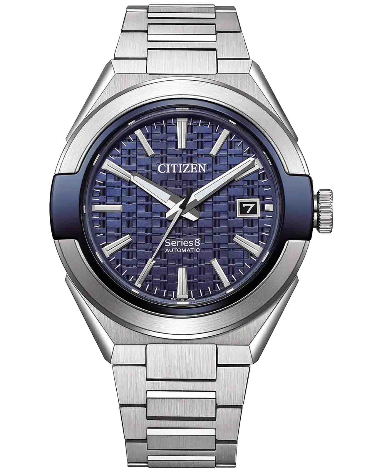Citizen Citizen Series 8 NA1037-53L  NA1037-53L механические мужские часы синий циферблат, браслет нержавеющая сталь — вид спереди