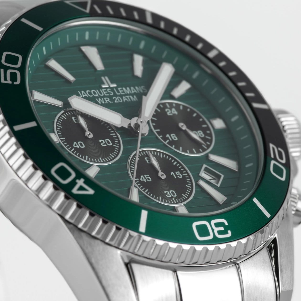 Jacques Lemans Jacques Lemans Liverpool Diver 1-2206i мужские часы зеленый циферблат на запястье