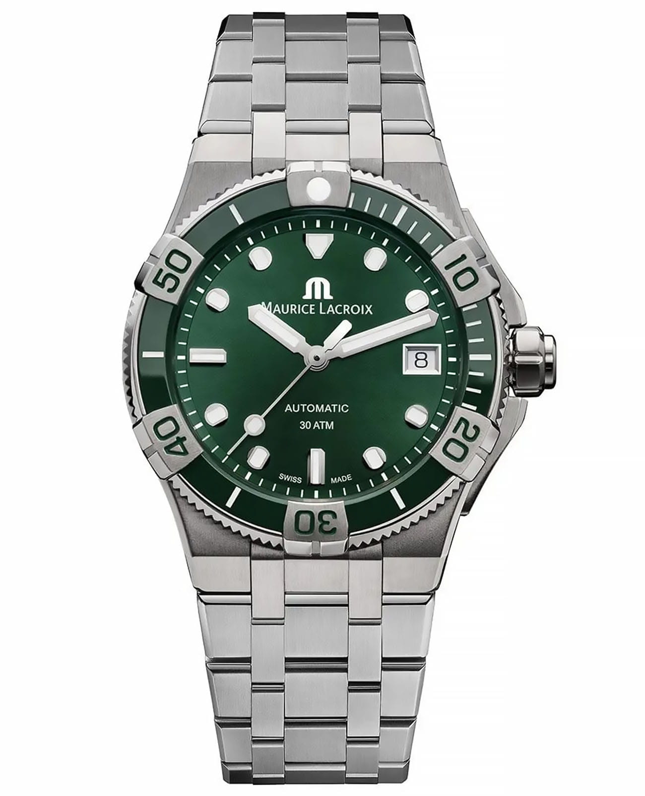 Maurice Lacroix Maurice Lacroix Aikon Venturer AI6057-SSL52-630-1  AI6057-SSL52-630-1 механические женские часы зеленый циферблат, браслет нержавеющая сталь — вид спереди