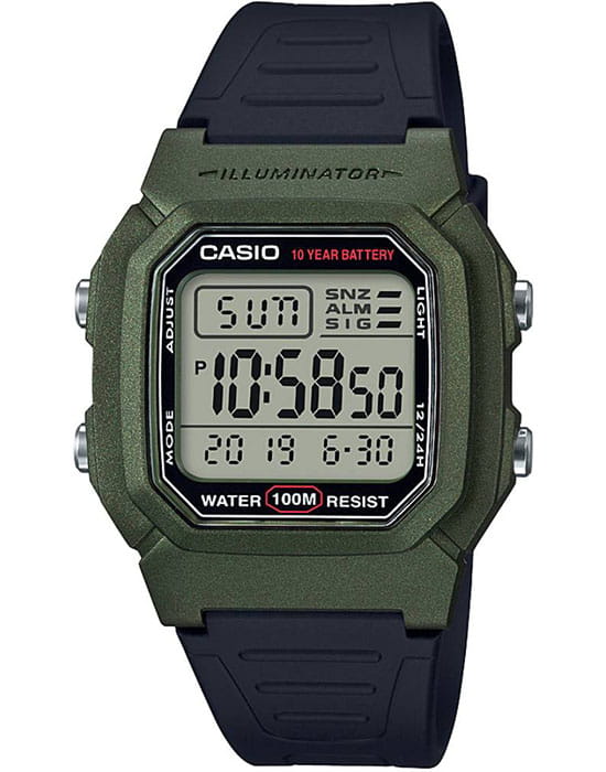 Casio Casio Collection W-800HM-3A  W-800HM-3AVEF кварцевые мужские часы серый циферблат, браслет пластик — вид спереди