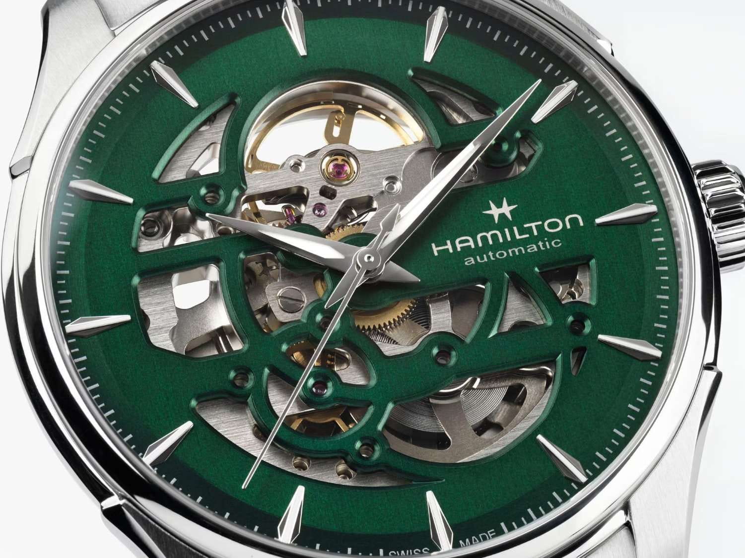 Hamilton Hamilton Jazzmaster Skeleton 40mm H42535160, jazzmaster швейцария мужские часы на браслете нержавеющая сталь боковой вид