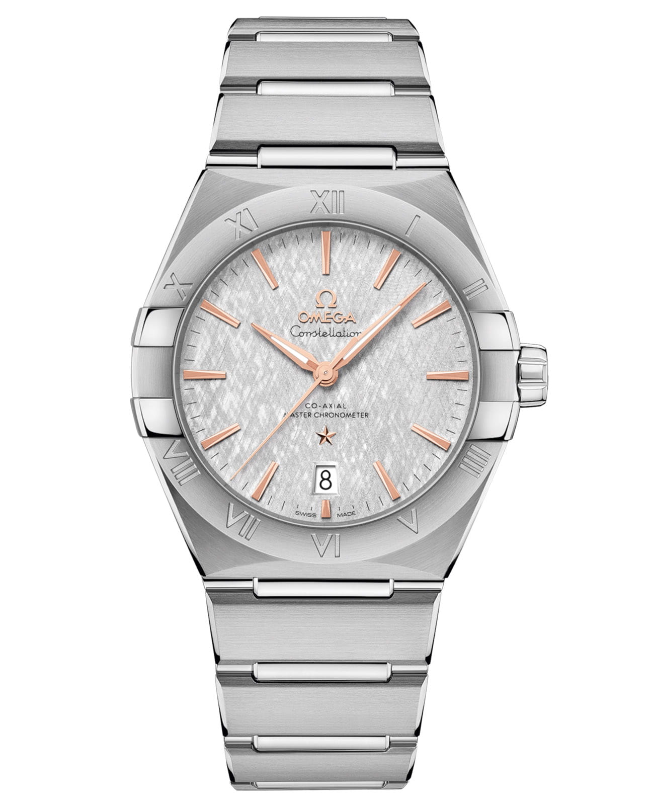 Omega Omega Constellation 131.10.39.20.06.001  13110392006001 механические мужские часы серый циферблат, браслет нержавеющая сталь — вид спереди