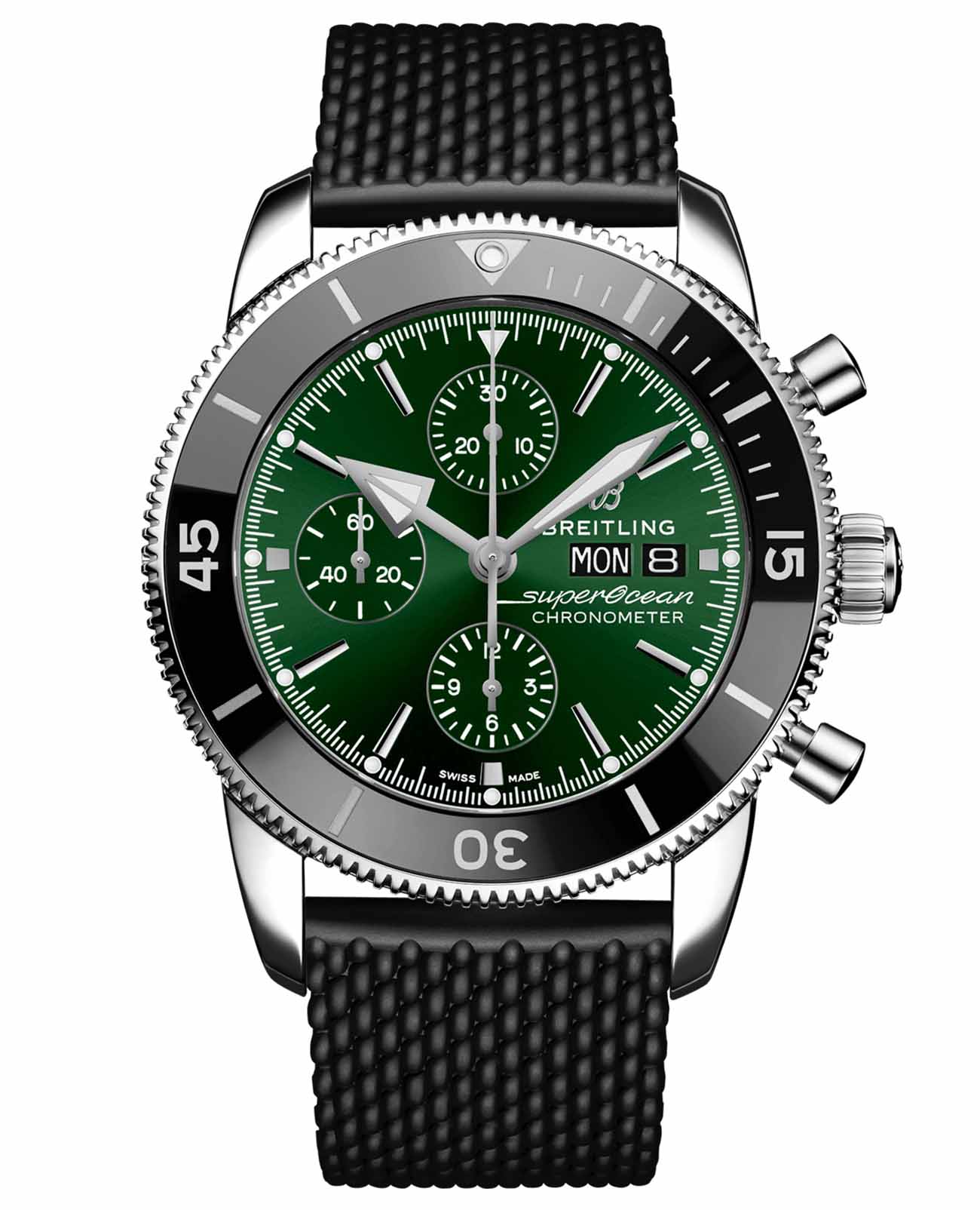 Breitling Breitling Superocean Heritage Chronograph 44 A13313121L1S1  A13313121L1S1 механические мужские часы зеленый циферблат, браслет силикон — вид спереди