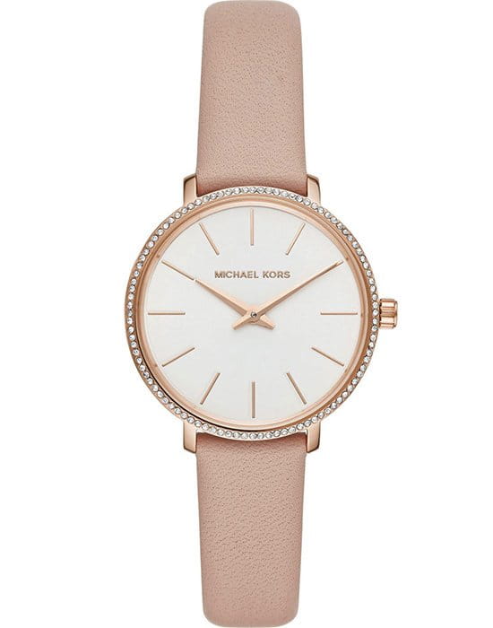 Michael Kors Michael Kors Runway MK2803  MK2803 кварцевые женские часы белый циферблат, браслет кожаный — вид спереди