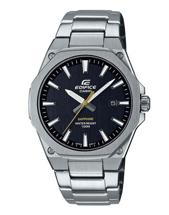 Casio Casio Edifice EFR-S108D-1AVUDF (EFR-S108D-1A) EFR EFR-S108D-1A кварцевые мужские часы черный циферблат, браслет нержавеющая сталь — вид спереди