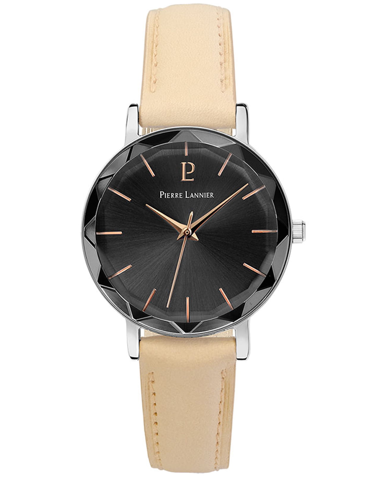 Pierre Lannier Pierre Lannier Multiples 009M684  009M684 кварцевые женские часы черный циферблат, браслет кожаный — вид спереди