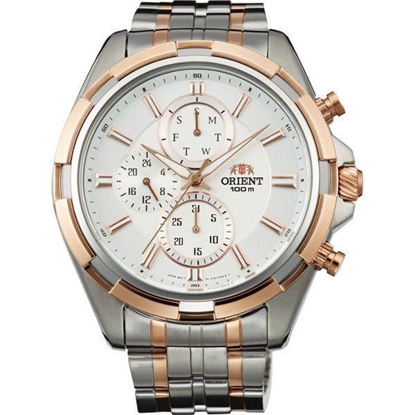 Orient Orient UY01001W (FUY01001W)  FUY01001W  мужские часы белый циферблат, браслет  — вид спереди