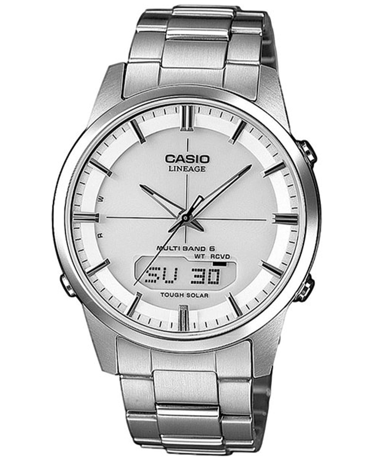 Casio Casio Radio Controlled LCW-M170TD-7A  LCW-M170TD-7A кварцевые мужские часы серебристый циферблат, браслет титановый — вид спереди