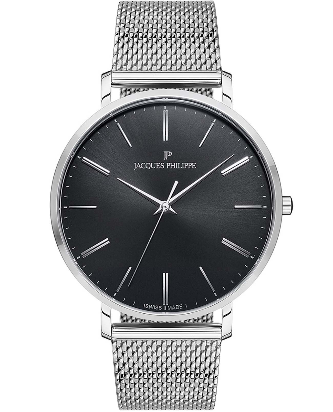 Jacques Philippe Jacques Philippe Base JPQGS071216  JPQGS071216 кварцевые мужские часы черный циферблат, браслет нержавеющая сталь — вид спереди