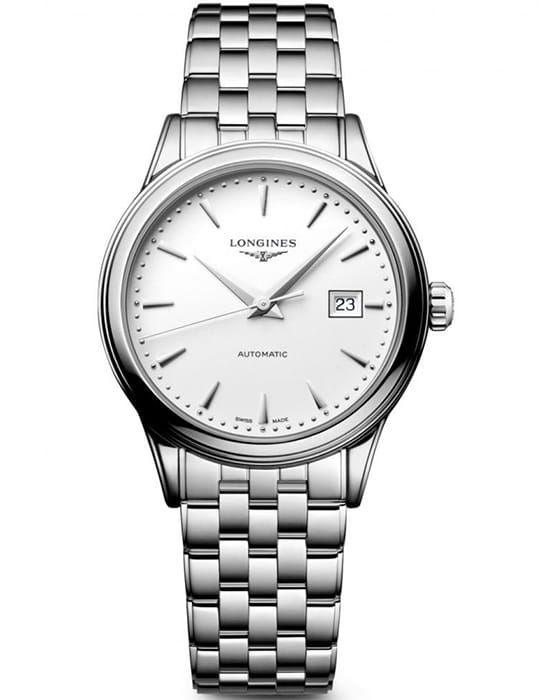 Longines Longines Flagship L4.374.4.18.6  L43744186 механические женские часы белый циферблат, браслет нержавеющая сталь — вид спереди