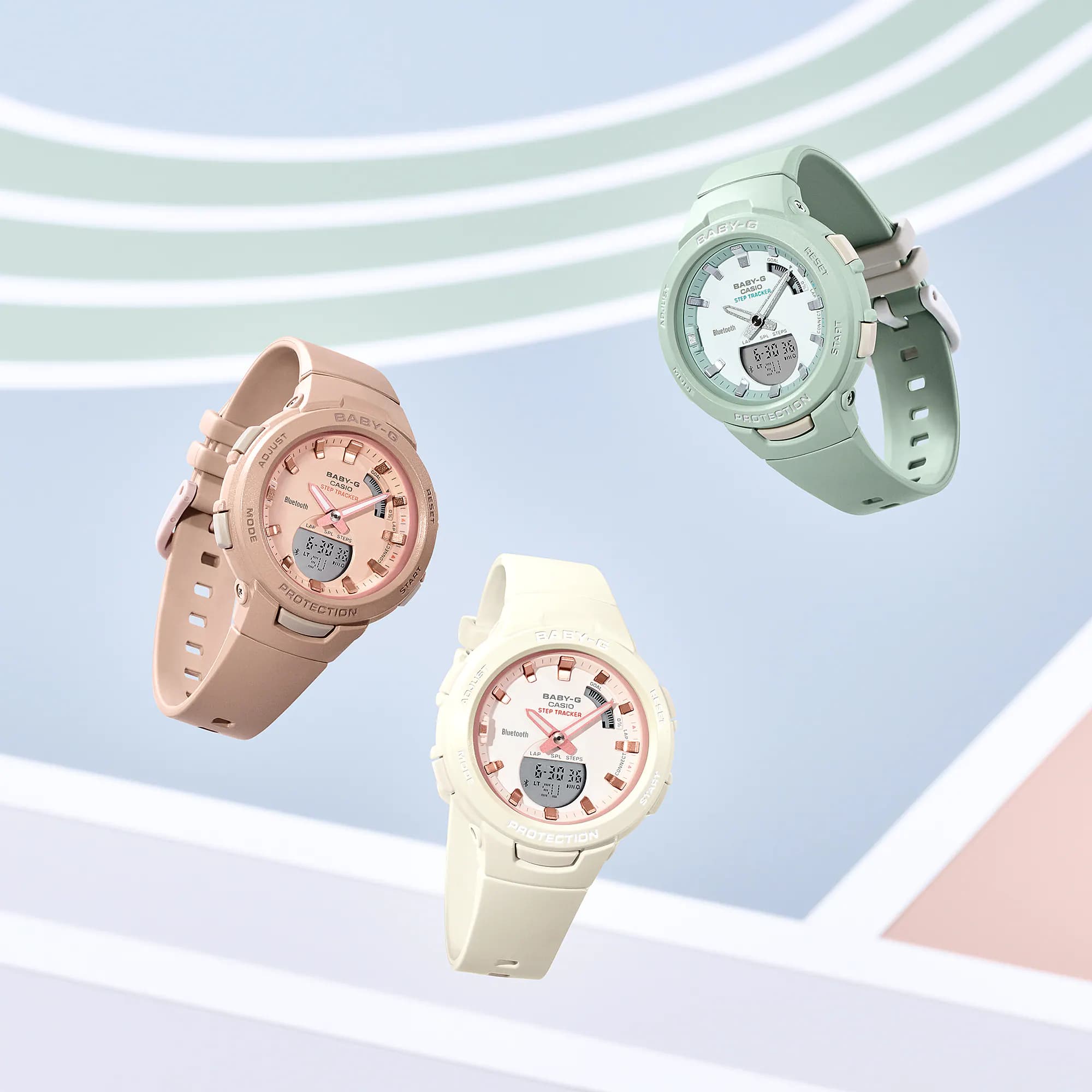 Casio Casio Baby-G BSA-B100CS-4A женские часы розовый циферблат на запястье