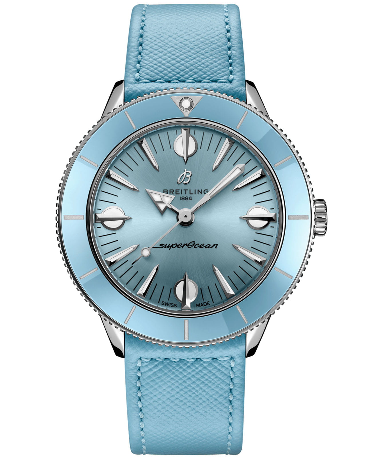 Breitling Breitling Superocean Heritage ’57 Pastel Paradise A10340161C1X1  A10340161C1X1 механические женские часы голубой циферблат, браслет кожаный — вид спереди