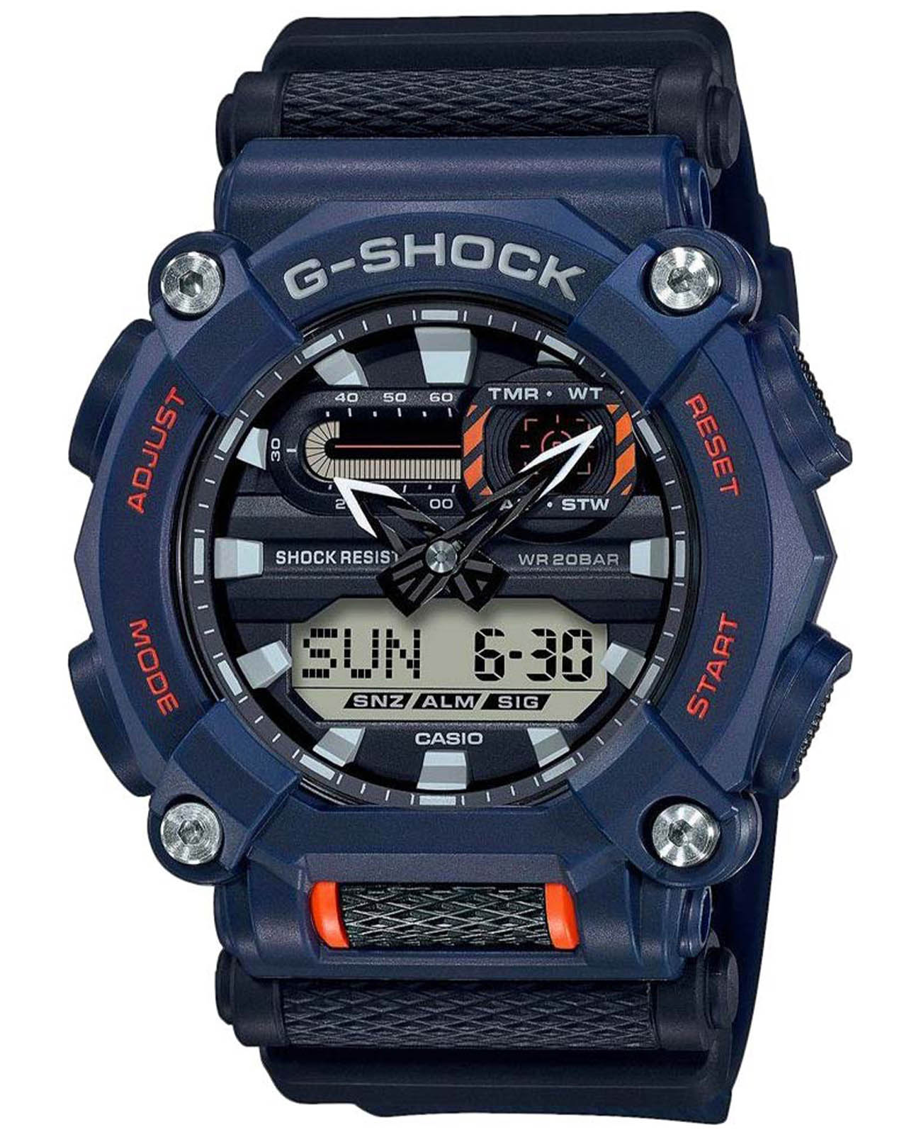 Casio Casio G-Shock GA-900-2A GA GA-900-2AER электронные мужские часы черный циферблат, браслет полимер — вид спереди