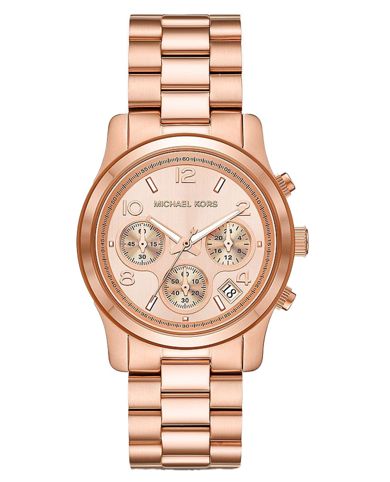 Michael Kors Michael Kors Runway MK7324  MK7324 кварцевые женские часы золотой циферблат, браслет сталь c pvd покрытием — вид спереди