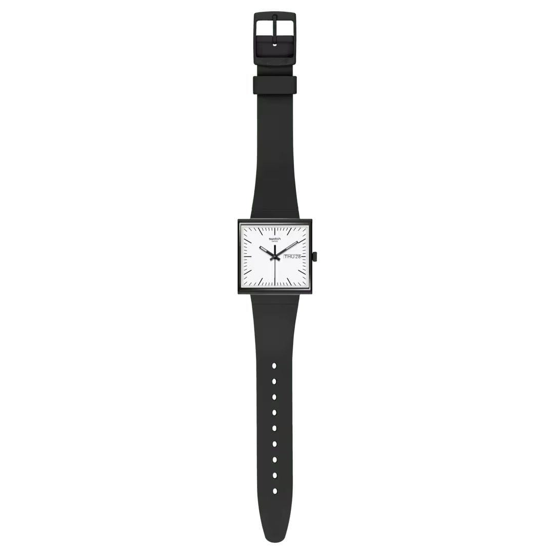 Swatch Swatch Square Bioceramic Standard SO34B700, bioceramic швейцария женские часы на браслете биоматериал боковой вид
