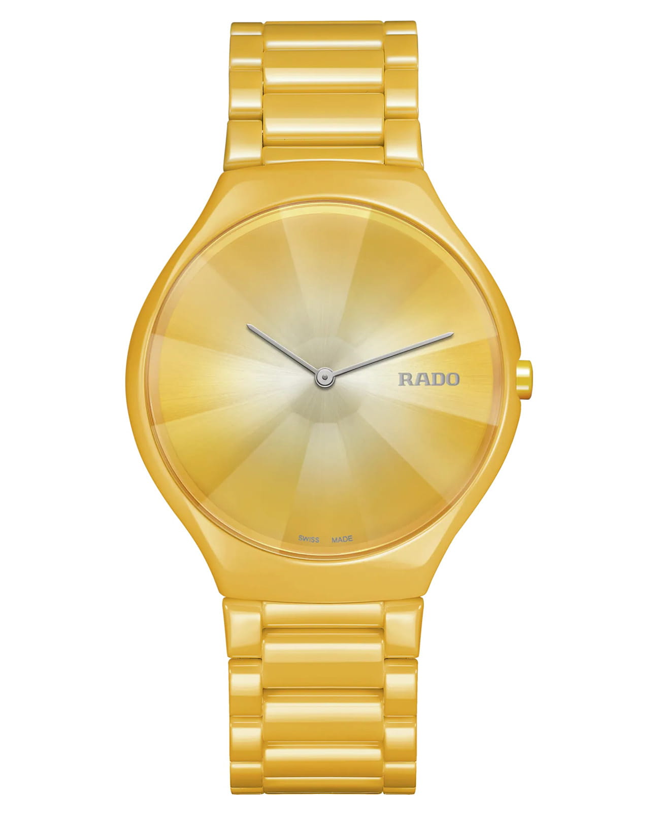 Rado Rado True Thinline x Great Gardens of the World R27122252  R27122252 кварцевые женские часы желтый циферблат, браслет высокотехнологичная керамика — вид спереди