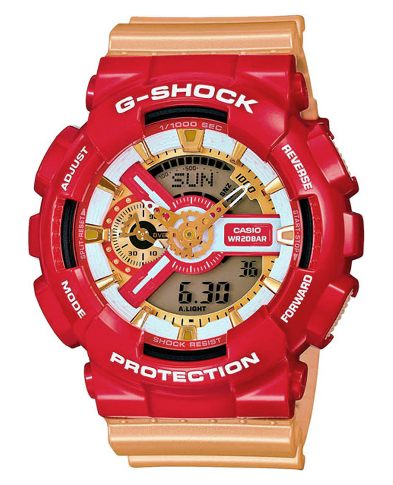 Casio Casio G-Shock GA-110CS-4AER GA-110 GA-110CS-4AER электронные мужские часы  циферблат, браслет пластик — вид спереди