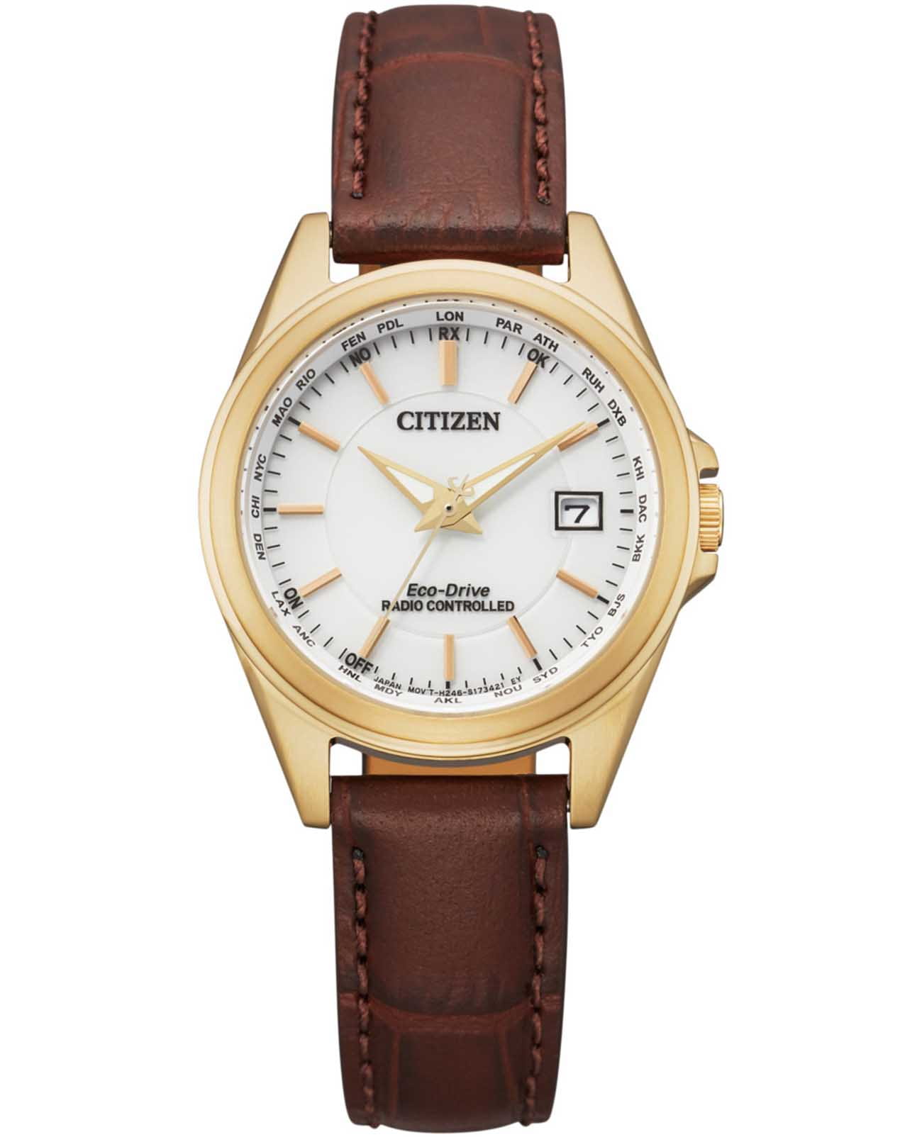 Citizen Citizen Eco-Drive EC1183-16A  EC1183-16A кварцевые женские часы белый циферблат, браслет кожаный — вид спереди