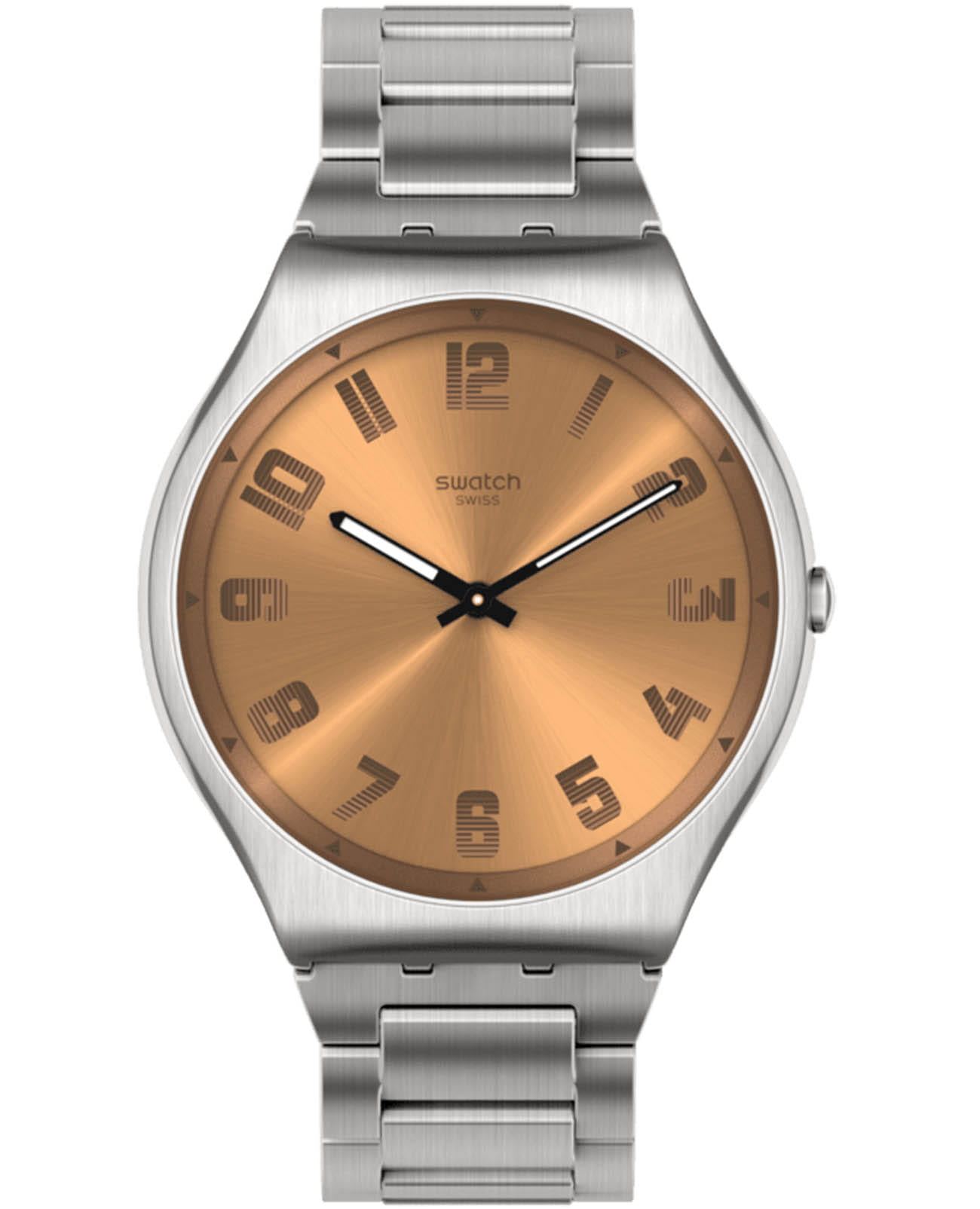 Swatch Swatch Skin Irony 42 SS07S122G  SS07S122G кварцевые женские часы коричневый циферблат, браслет нержавеющая сталь — вид спереди