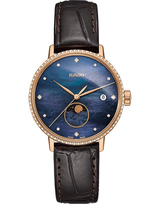 Rado Rado Coupole Classic Diamonds R22884935 Classic R22884935 кварцевые женские часы перламутровый циферблат, браслет кожаный — вид спереди