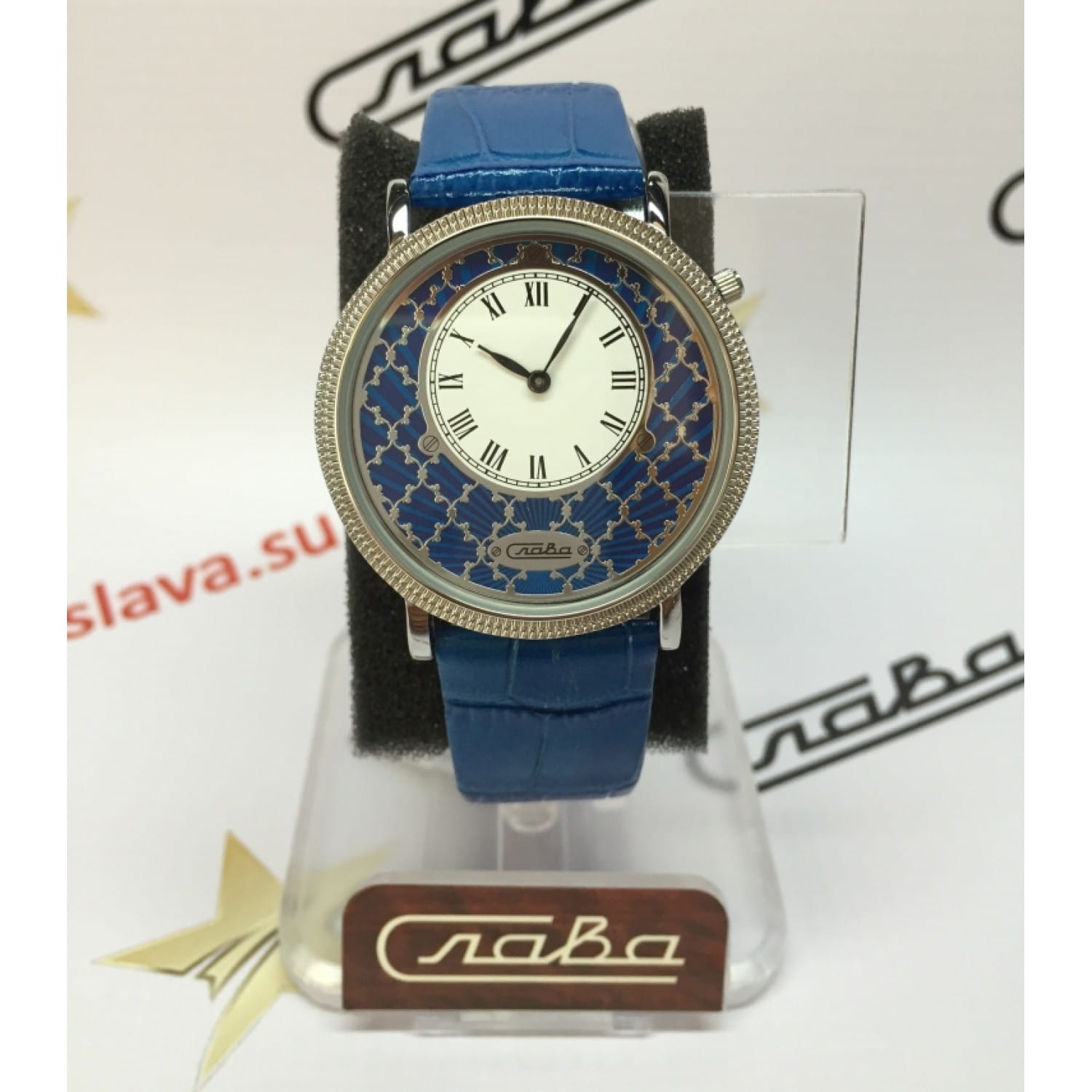 Слава Слава Браво 1341469/GL20 мужские часы синий циферблат на запястье