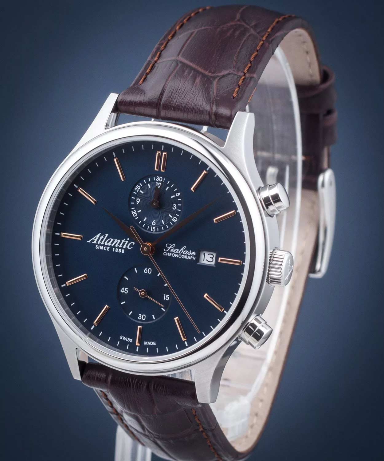 Atlantic Atlantic Seabase Quartz Chronograph Edition 64452.41.51R  кварцевые мужские часы часы крупный план синий циферблата