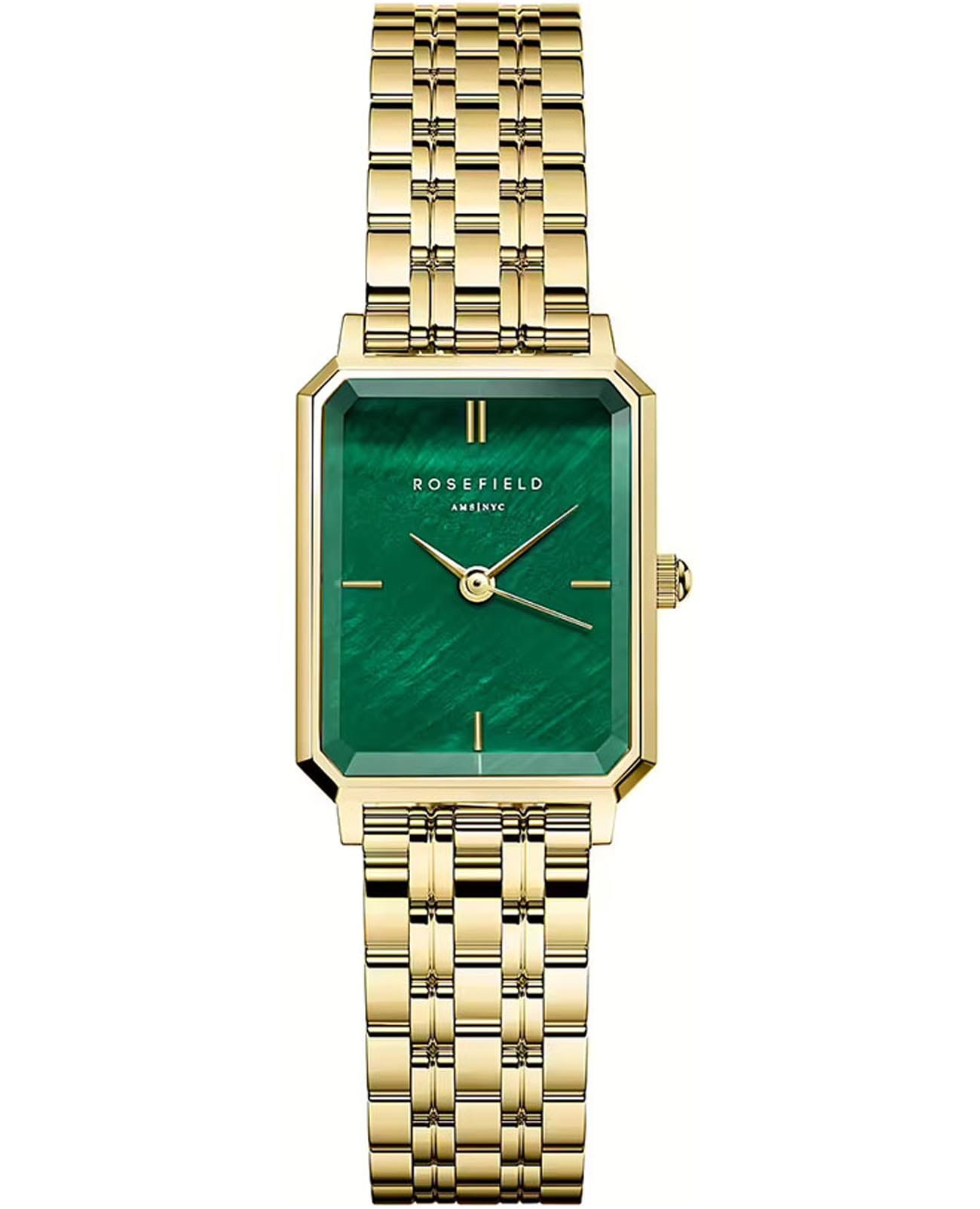 Rosefield Rosefield The Octagon OEGSG-O79  OEGSG-O79 кварцевые женские часы зеленый циферблат, браслет нержавеющая сталь с pvd-покрытием — вид спереди