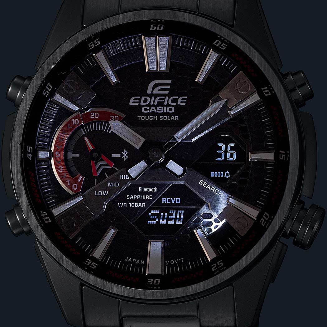 Casio Casio Edifice ECB-S100D-1A кварцевые мужские часы часы крупный план черный циферблата